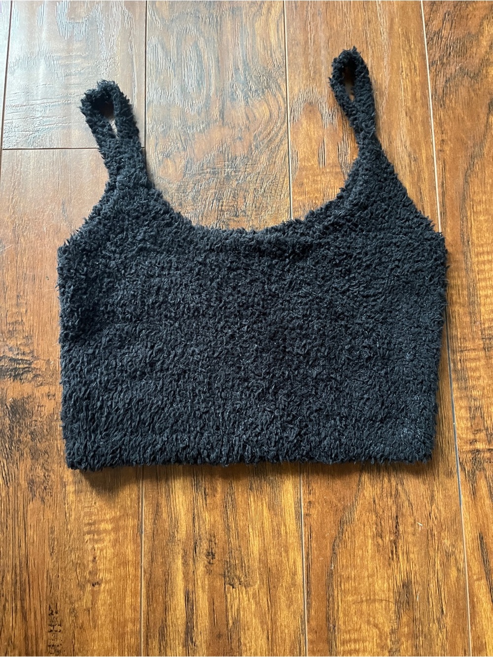 SKIMS Black Fuzzy Crop Tank